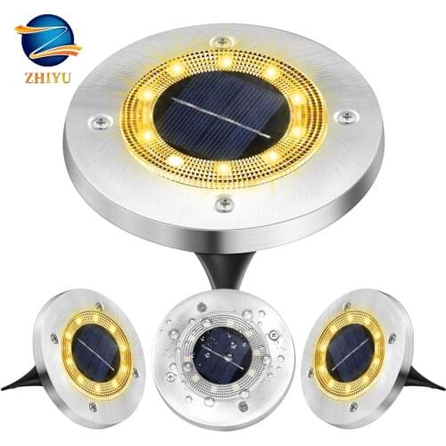 4/8 LED headlight bead flower lens solar underground light stainless steel outdoor courtyard garden lawn light waterproof torch