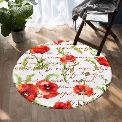 Nordic style beautiful flowers round cushion small carpet floor cushion bedroom living room home decoration