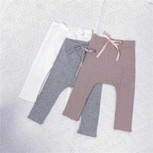 Baby Girl Leggings Korean Bow-knot Ribbon Pants For Toddler Girls Kids Cotton Elastic Waist Trousers Childrens Pants Autumn New