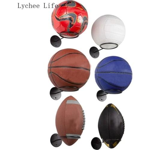 Lychee Life 1Pcs Metal Wall-mounted Space-saving Basketball Hoop Hanging Basket Basket-ball Wall Netting Home Decoration
