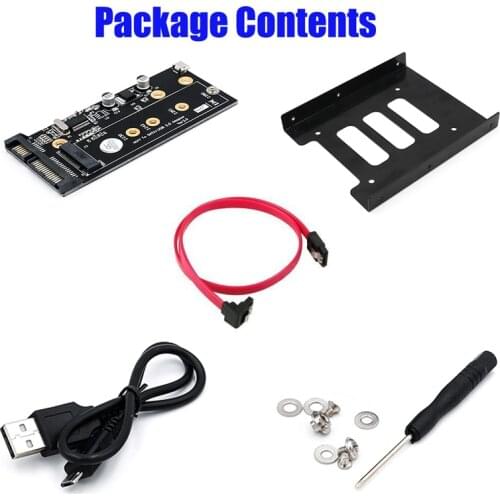 M.2 to USB SATA Adapter NGFF SATA-Bus M.2 KEY B to SATA 2.5 with USB 2.0 and 3.5 HDD Bracket Adapter Raiser for 2230-2280 M2 SSD