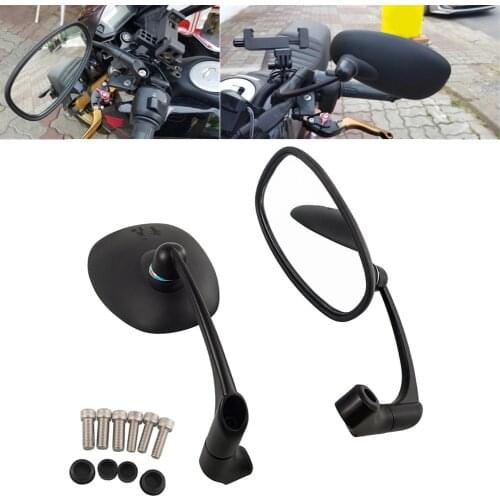 Motorcycle Black Mirror L-bar Retro Oval Rearview Side Motorcycle Mirror E9 Mark for GN/ CG Cafe Racer