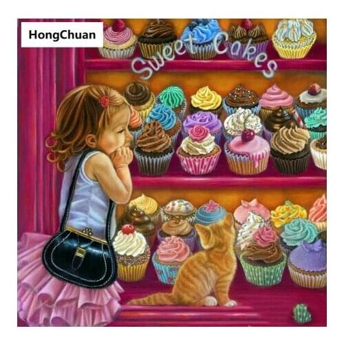 Cartoon Girl 5D DIY Square/Round Diamond Painting Mosaic Hand Sticker Diamond Cross Stitch Mural Needlework Home Decoration Gift