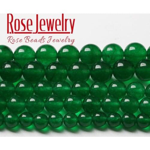 Natural Chinese Green Jades Beads Round Loose Chalcedony Beads For Jewelry Making DIY Bracelets Wholesale 4 6 8 10 12 14mm 15"