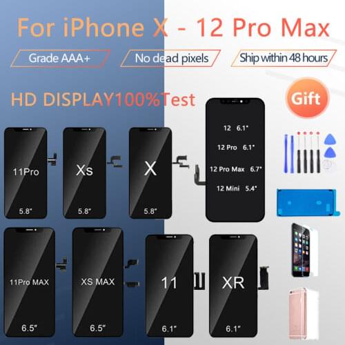 AAA OLED Incell LCD Display For iPhone X XS XR Max LCD Display Touch Screen Digitizer Assembly For iPhone 11 12 Pro Max OLED