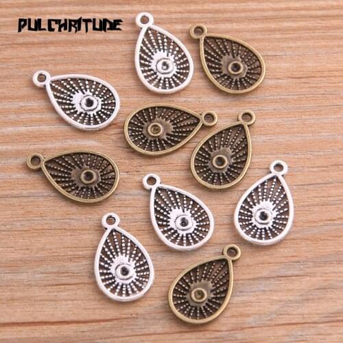 40PCS 12*19mm Metal Alloy 2020 New Two Color Water Droplets Charms Pendants For Jewelry Making DIY Handmade Craft