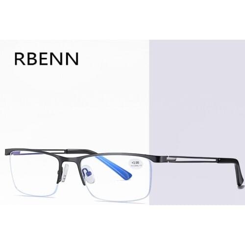 RBENN 2020 New Metal Frame Anti Blue Light Reading Glasses Men Blue Light Blocking Presbyopia Computer Glassses +0.75 1.75 2.25