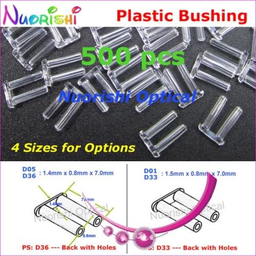 500pcs Silhouette Pin Rimless Glasses Eyeglass Plastic Double Bushing Back With or Without Holes 1.4 or 1.5x0.8x7.0mm P4040