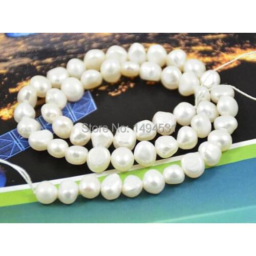 Wholesale Pearl Jewelry, One Strand White Freshwater Cultured Pearl Loose Beads Gem Jewelry 6-8mm One Strand 14.5 Inches