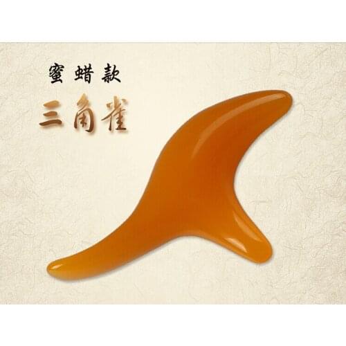 Beeswax resin triangle bird acupuncture stick. Scraping plates dial ribs stick pull foot dredge meridian points Massager
