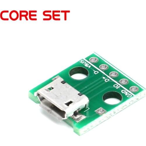 100pcs/lot Mini Micro USB To DIP 2.54mm Adapter 5pin Female Connector Module Board Panel Female 5-Pin Pinboard B Type PCB