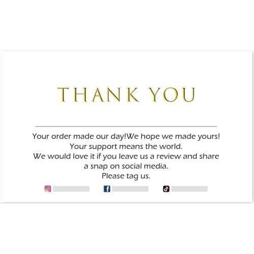 Personalized logo MODERN Thank You For Your Business Card Thank You Order Card Purchase Package Inserts Social Media Card