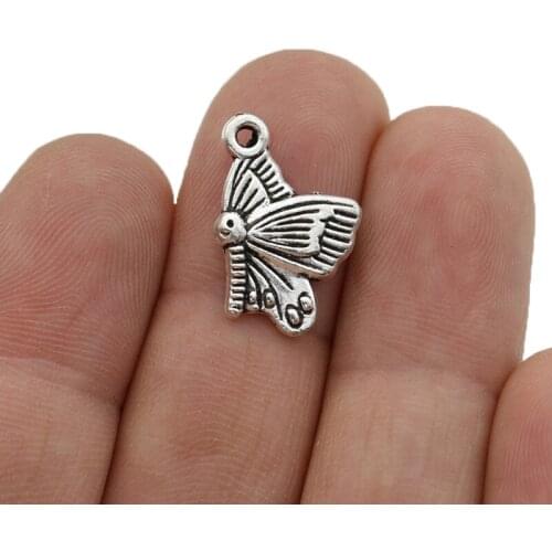 JAKONGO Silver Plated Butterfly Charm Pendants for Jewelry Making Bracelet DIY Accessories 20x13mm 20pcs