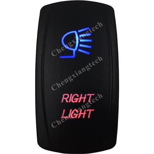 Right Light Rocker Switch 5 Pins SPST On/Off Blue & Red Led 20A/12V 10A/24V Toggle Switch for Cars,Trucks, RVs, Boats