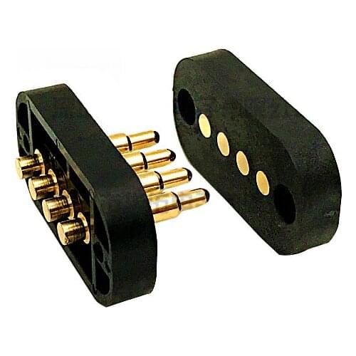 1Pair Spring Pogo pin connector 4 pin Pitch 4.5 mm through holes PCB Mount male female Probe Power Charge