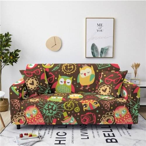 Luxury 3D Animal Owl Print Sofa Cover Slipcover Stretch Sofa Covers for Living Room Elastic Couch Chair Cover 1-4-seater