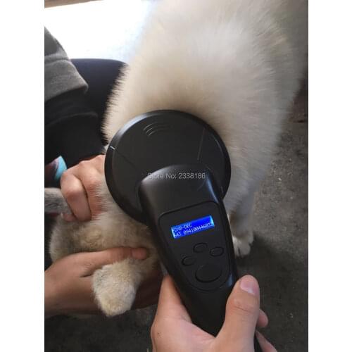 Free shipping RFID Microchip reader EM4305/134.2khz for dog,cat ,mouse turtle,arowana,snake,pig,sheep,horse+1 pcs animal chip