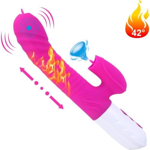 Heatable Telescopic Vibrator Sex Toys for Women Sex Shop Dildo Vibrator Wand Dual Tongue Vibrator G Spot Clitoris Stimulator