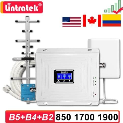 2G 3G 4G 850 1700 1900 mhz Tri Band Repeater GSM CDMA B5 850MHZ AWS B2 B4 3G 4G Cellular Mobile Phone Signal Amplifier Booster 7