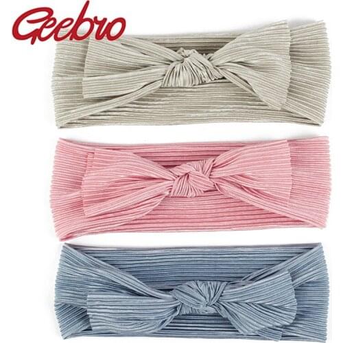 Geebro Baby Bows knot headbands for girls Cute Toddler Soft Ribbed Turban Cotton Baby Stuff Customized Hair Accessories