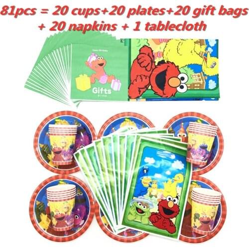 Sesame Street Elmo Birthday Party Decorations Kids Favor Birthday Party Paper Cup Baby Shower Disposable Tableware Sets Supplies
