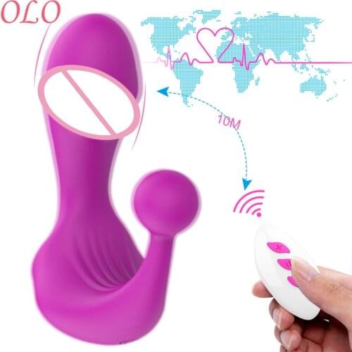 OLO Wearable Dildo Vibrator Butt Plug Wireless Remote Control 12 Modes Clitoris Stimulator G-Spot Massager Sex Toys for Women