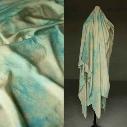 1 Meter Vintage Silk Tie-dye Fabric 100% Mulberry Hanfu Dress 138cm