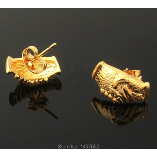 Gold Earrings / Gold Color Fashion Jewelry Shake hands Shape Stud Earrings For Women Free Shipping