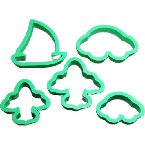 12sets/Lot)Free Shipping FDA High Quality 5pcs Plastic Vehicle Shape Cookie Cutters Set