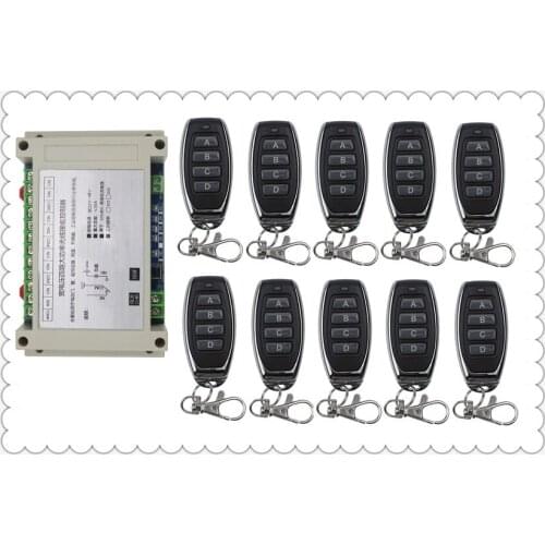 12V 24V 36V 48V 4CH 30A RF Wireless Remote Control Relay Switch Security System Garage Doors Gate Electric Doors 10 * remote