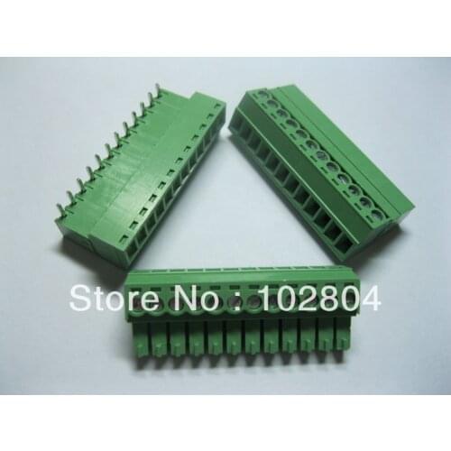 200 Pcs Per Lot Screw Terminal Block Connector 3.5mm 12 way/pin Green Pluggable Type HOT Sale HIGH Quality