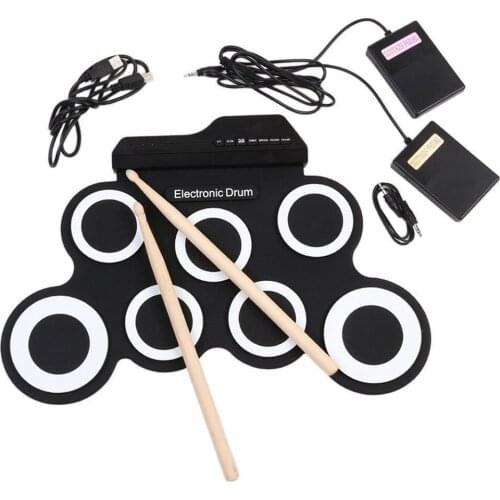 2021 Folding Hand Roll Up Thicken Silicone Kids Electronic Drum Percussion Instrument Kids Electronic Drum Percussion