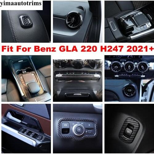 Carbon Fiber Look Accessories Gear Shift Head Knob / Air Condition AC Vent Outlet Cover Trim For Mercedes-Benz GLA 220 H247 2021