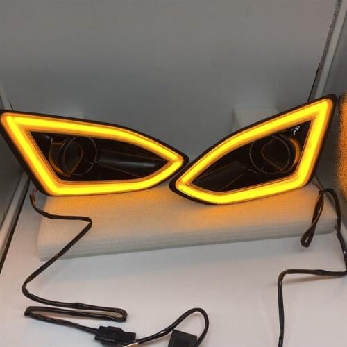 1set Car LED DRL Daytime running light with yellow signal fog lamp cover for Ford EDGE 2015 2016 2017 2018