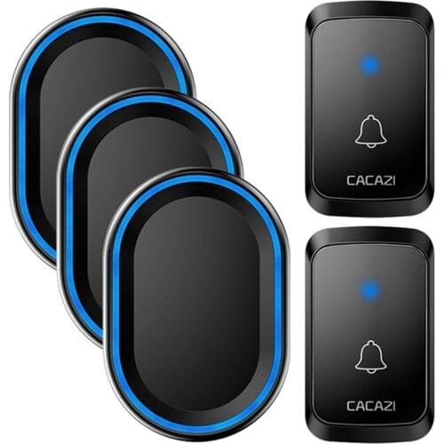 CACAZI Wireless Doorbell Intelligent Door Bell LED Night light 300M Remote Waterproof Battery Home Calling 58 Chimes 300M Range