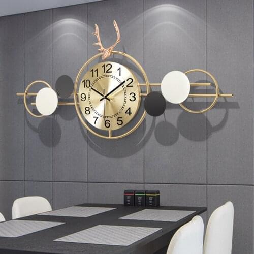 Modern Luxury Wall Clock Creative Simple Deer Head Large Wall Clock Silent Metal Digital Reloj Mural Living Room Decor DJ60WC