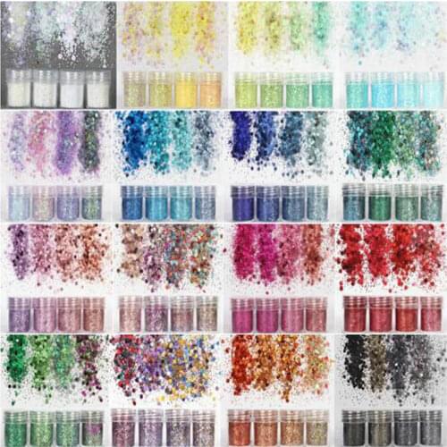 DIY 4 Bottles Dreamlike Glitter Powder Nail Art Jewelry Filling Decoration 1mm Bling Sequins Craft Paillette Accessories