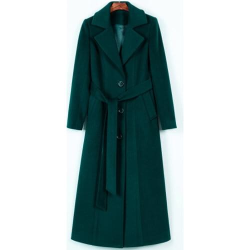 Long Woolen Coat Women 2020 Autumn Winter Plus size Wool Blends Cashmere Windbreaker Coats Female Slim Lengthen Elegant Woolen