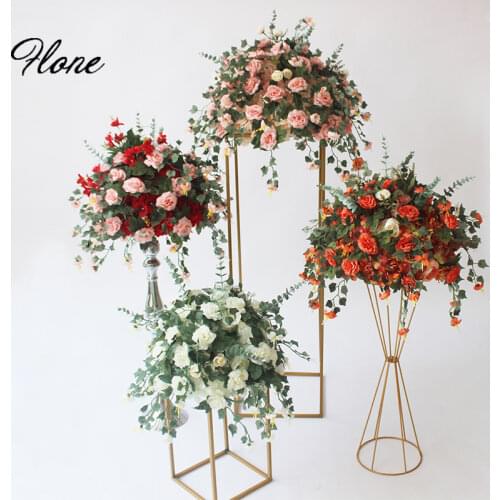 Flone Artificial Silk Flower Ball Flower Rack For Wedding Centerpiece Home Room Decoration Party Supplies DIY Craft Flowers