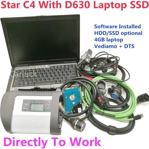 Best ADG426B Chip MB Star C4 With Laptop D630 Software 2021.03 sd connect c4 Include SSD vediamo 05.01 DTS Directly To Work
