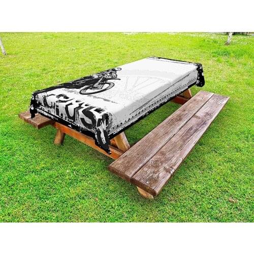 Outdoor Tablecloth Cross Country Image Sloppy Background Poster Style Monochrome Art Printing