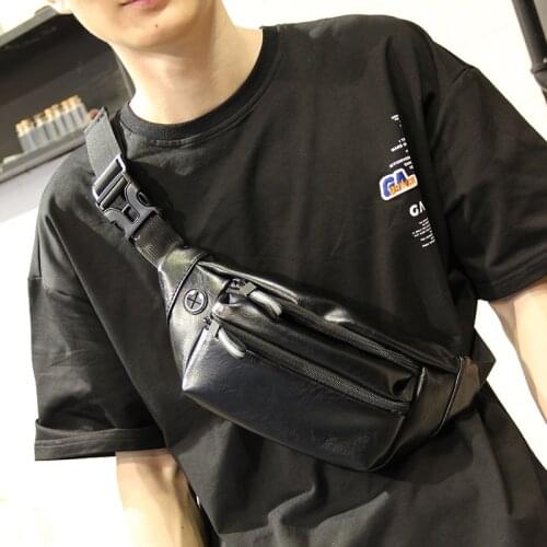 Xiao.p Mens High quality Pu leather Waist Bags Belt Waist Pack Male Fanny Pack Black Small Hip/Bum Bag Leather Waist Bag