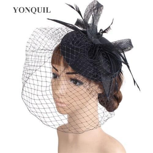 Bride Mesh Chapeau Cap Fancy Feather Fashioh Women Fascinator Hat Hair Pin Wedding Party Ladies Wedding Headpiece Handmade