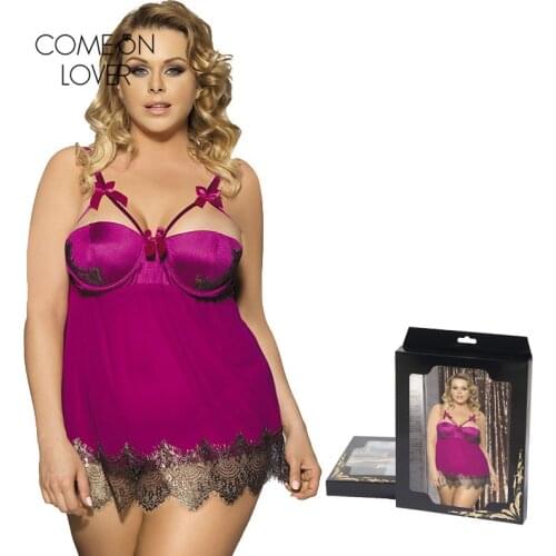 Comeonlover Sexi Nightwear For Women Bra Pad Plus Size Lingerie Steel Ring High Quality Soft Sexy Short Nighty Underwear RT7964