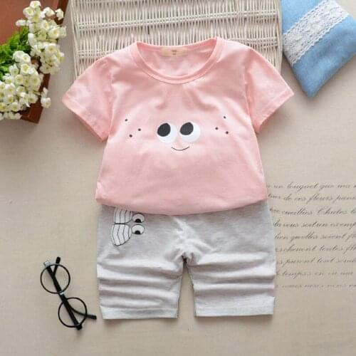 2020 new Baby cartoon cotton Childrens suit boy T-shirt+shorts summer short sleeve pants girl clothes toddler girl clothes