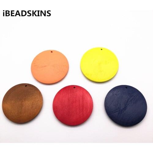 New arrival! 60mm 50pcs/lot Environmental Paint coin-shape Wood charm For Earring parts Earring handmade jewelry making