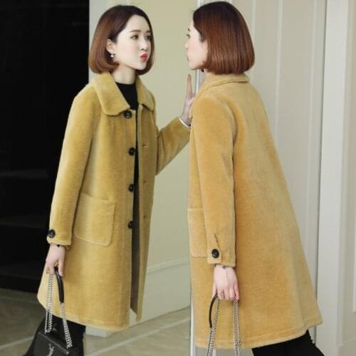 Sheep Clothes Shearing 2020 100% Wool Korean Parka Real Fur Winter Coat Women 919001 YY2348