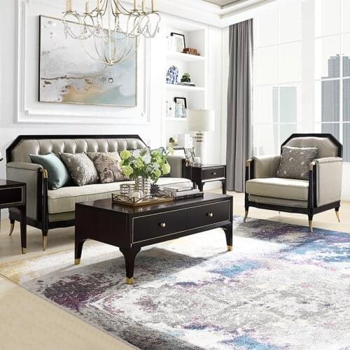 American style solid wood sofa combination living room European style high end leather sofa modern simple luxury sofa