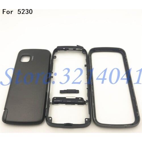 Front Middle Frame Back cover Battery Cover For Nokia 5230 Full Housing Cover Case With Keypad+Logo