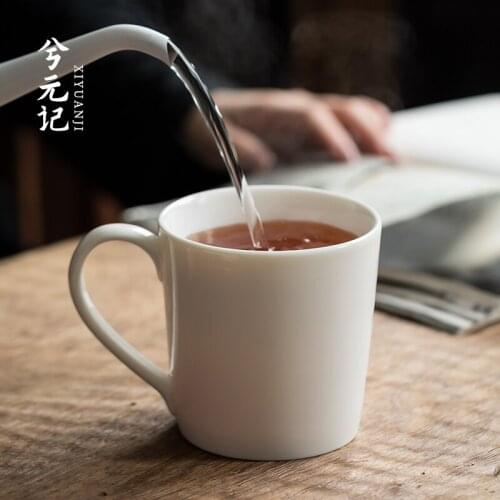 Suet jade porcelain mugs white porcelain cup without cover household water cup dedicated men and women custom office